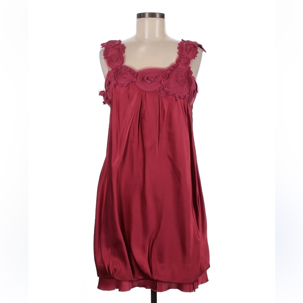 BCBG Maxazria Silk Cocktail Dress Size Medium Muted Red